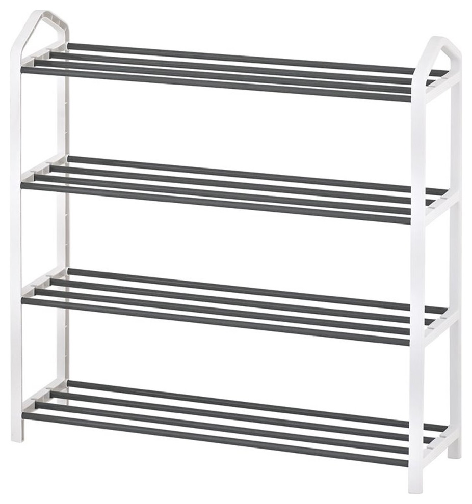 Alexent 4Tier Heavy Duty Metal & Plastic Shoe Rack/Hallway Stand Shelf in White Contemporary