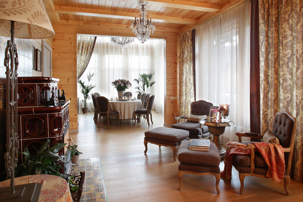 Inspiration for a country living room in Moscow.