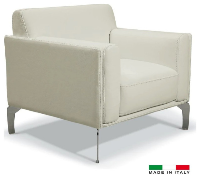 Vidal Allegro Accent Chair Full Grain Italian Leather Light Gray