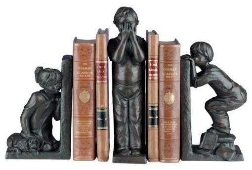 Bookends Bookend TRADITIONAL Lodge Large 3-Piece Ebony Bronze Black