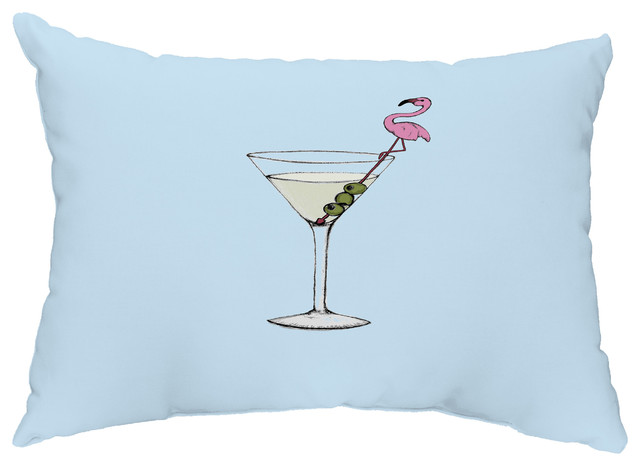 Martini Glass Flamingo 14 X20 Abstract Decorative Outdoor Pillow