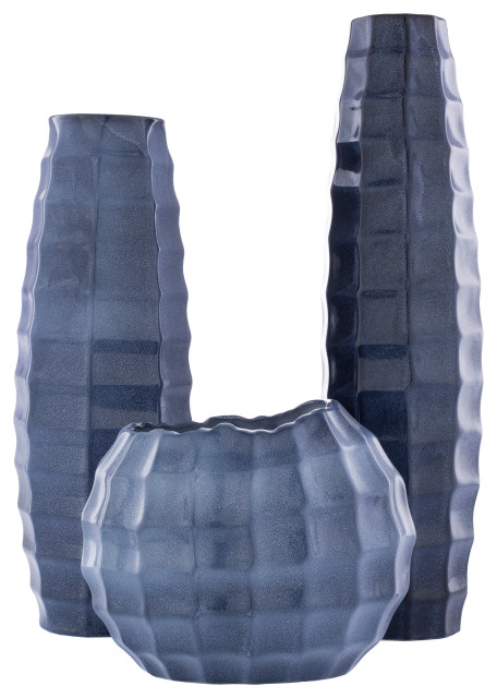 Cirio Contemporary Outdoor Safe Decorative Vases, 3-Piece Set, Blue