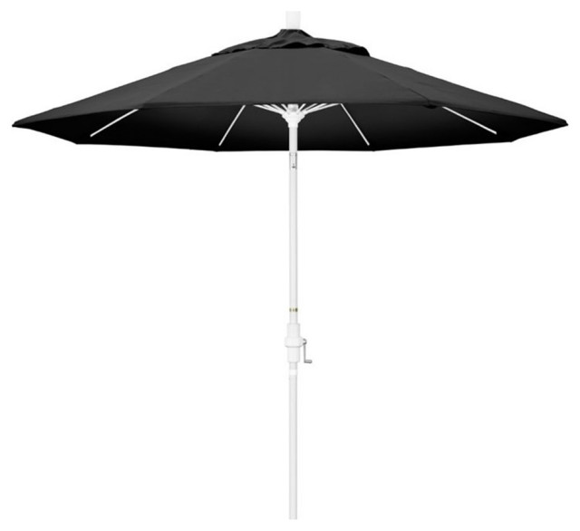 Pemberly Row Skye 9' White Patio Umbrella in Olefin Black