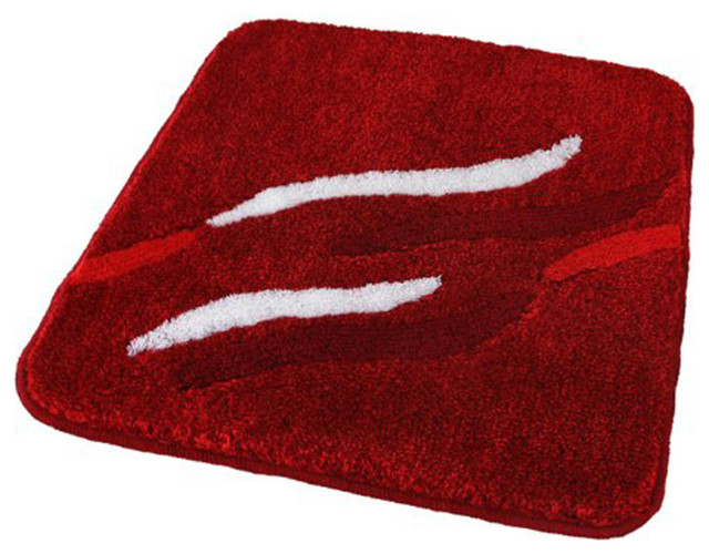 Wine Red Non Slip Washable Bathroom Rug, Shadow, Large