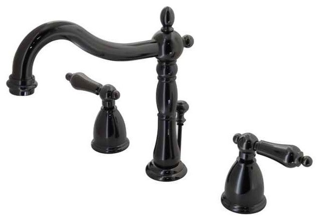 Widespread Lavatory Faucet In Black Nickel Finish Traditional