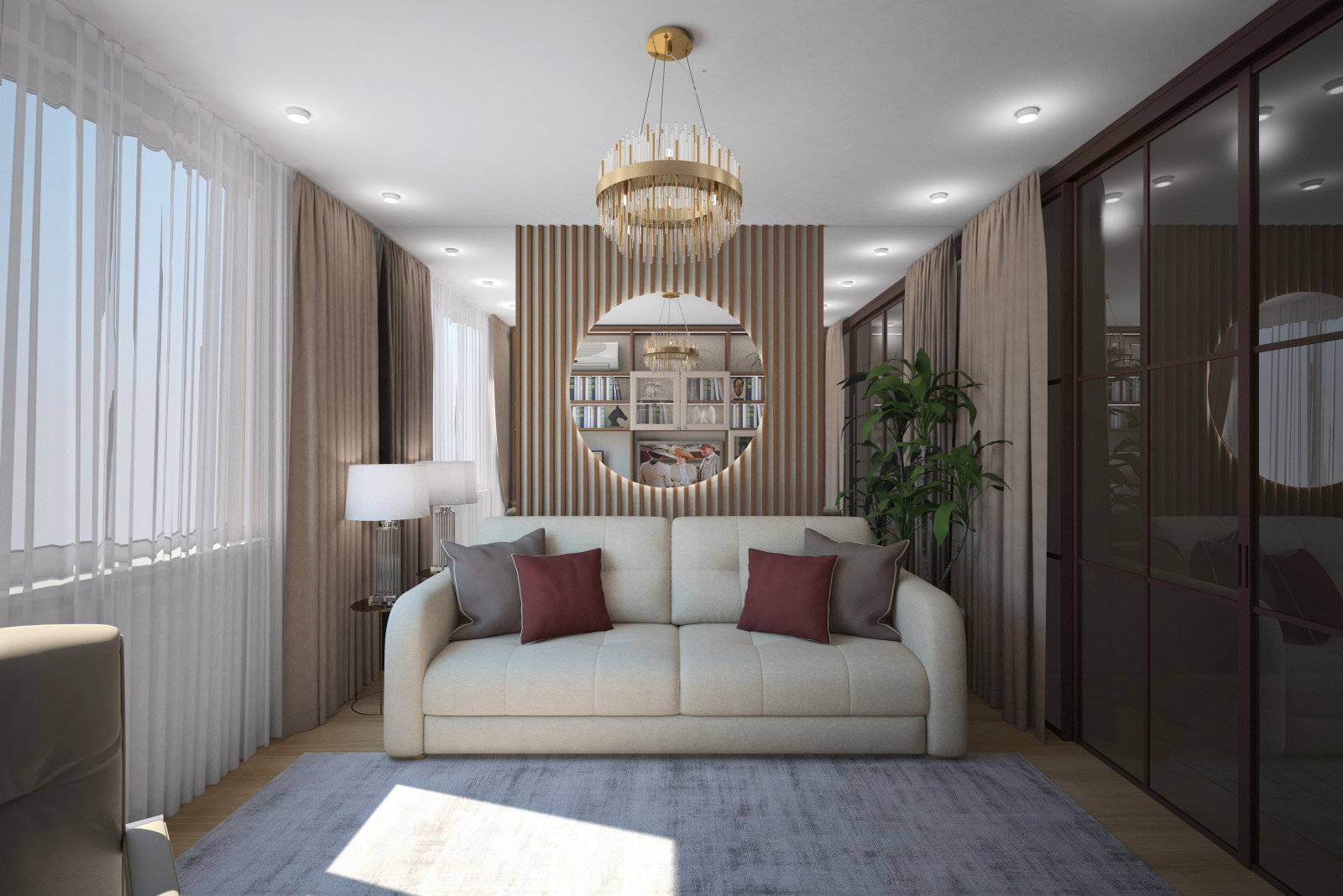 Кабинет. Квартира в многоэтажном доме 160м2. 1 Вариант.