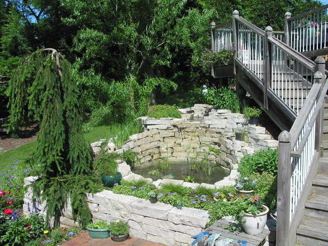 Back yard patio, deck and gardens - Traditional - Landscape
