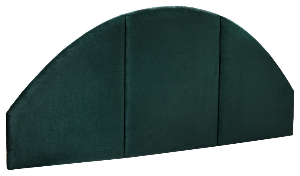 Upholstered Velvet Sound Reducing Panel Arched Headboard, Emerald Green
