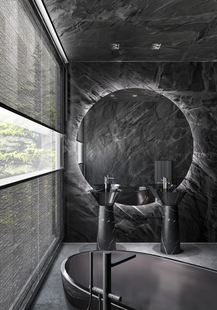 Ванная в черном цвете