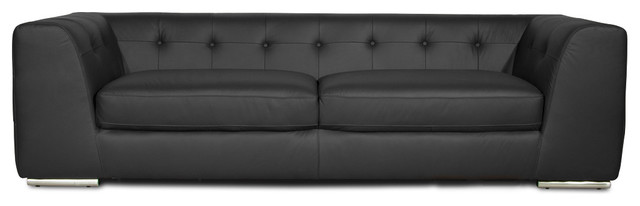 Yorkville Black Leather 3 Seat Sofa