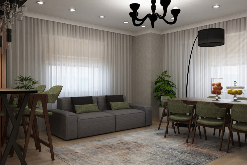 Гостиная-кухня. Визуализация & Реализация