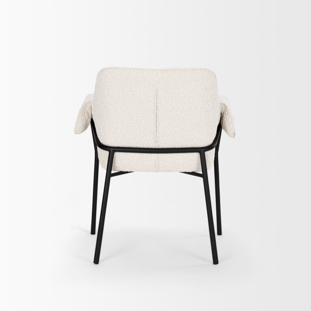 Brently Dining Chair With Cream Boucle Fabric and Matte Black Metal ...