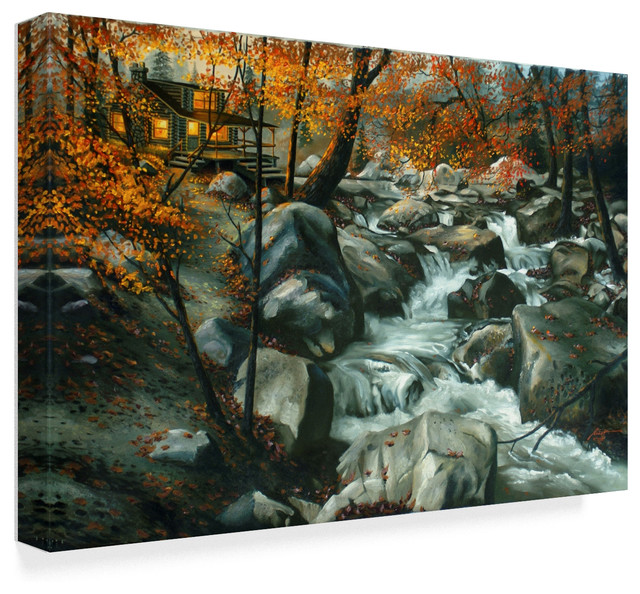 "Cabin Autumn" by D. Rusty Rust, Canvas Art, 22"x32" - Rustic - Prints ...