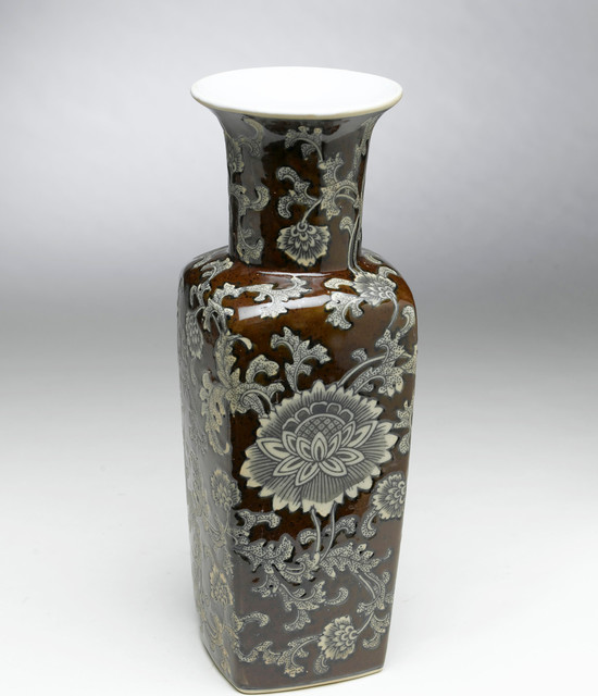 Square Brown and Gray Vase - Traditional - Vases - by Orchard Creek ...