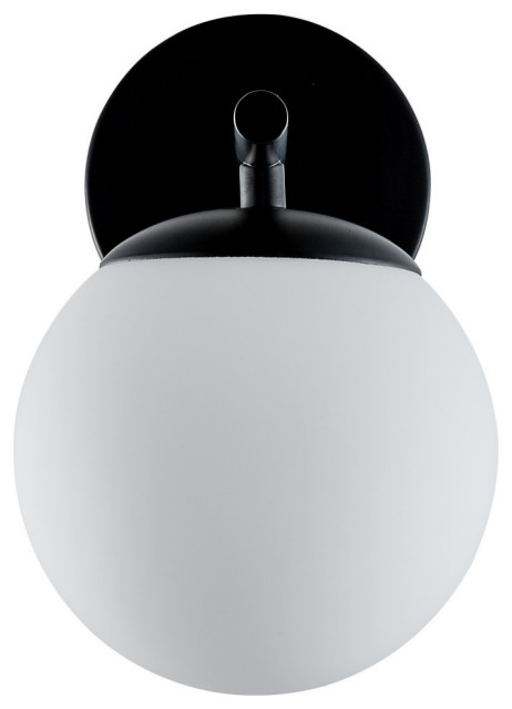 Aidan Single Sconce, Matte Black With Matte Frosted Glass