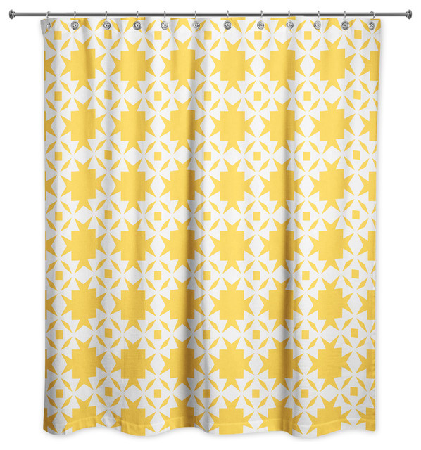 Folk Southwestern Pattern in Yellow Shower Curtain Southwestern