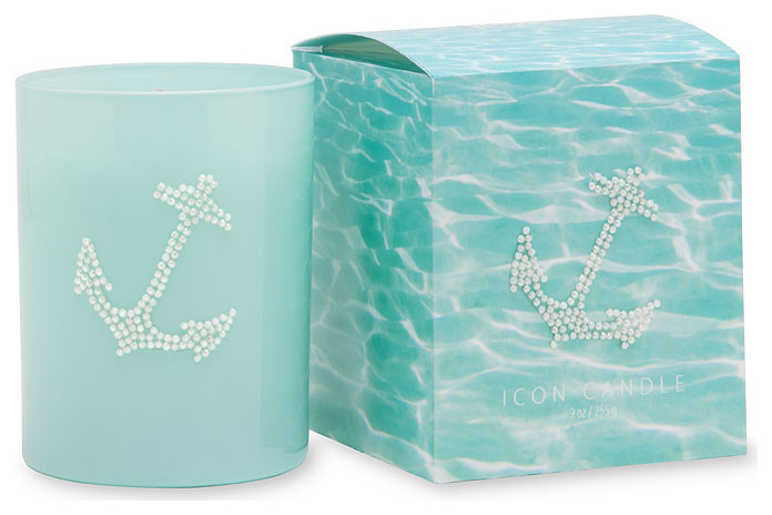 Blue Glass Icon Candle, Anchor