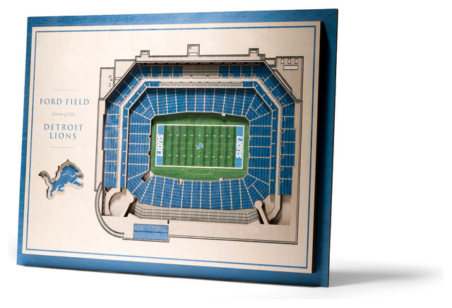 Nfl Detroit Lions 5 Layer Stadiumviews 3d Wall Art Contemporary