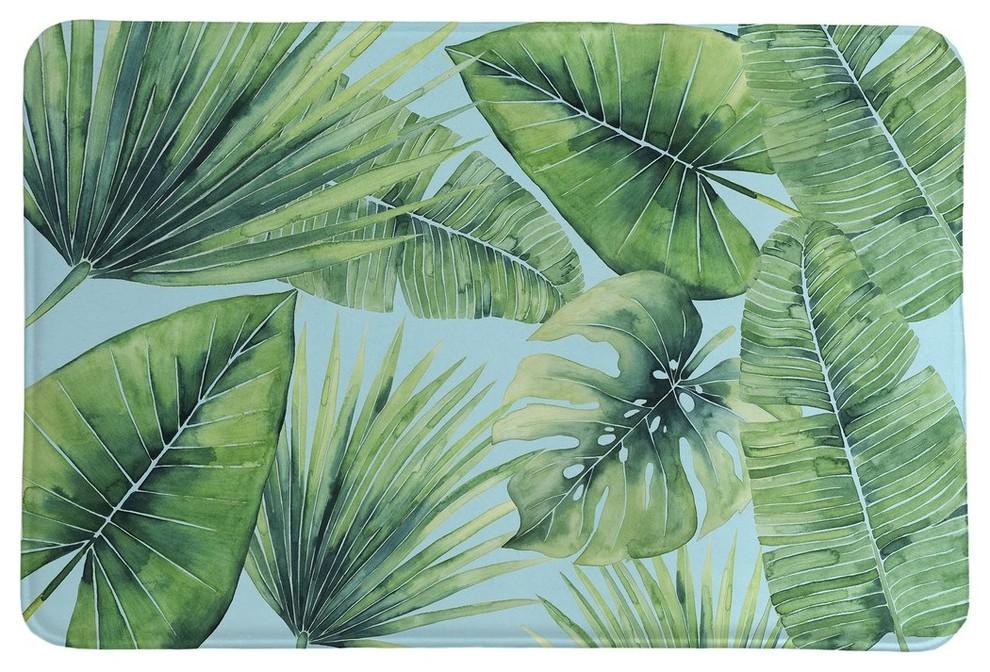 Tropical Palm Tree Leaves Memory Foam Rug, 2'x3'