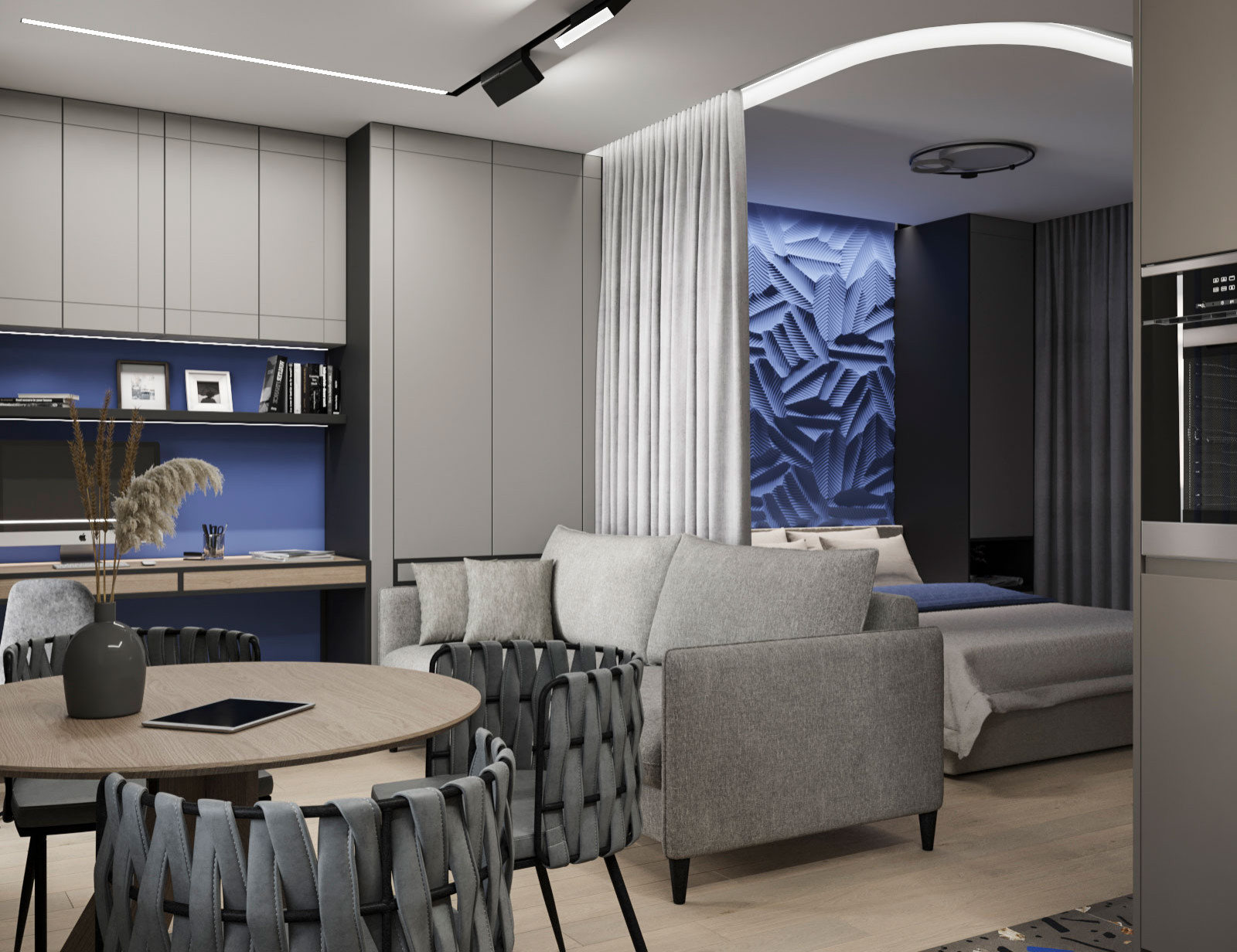 Студия для молодой семейной пары живущей в ритме и динамике