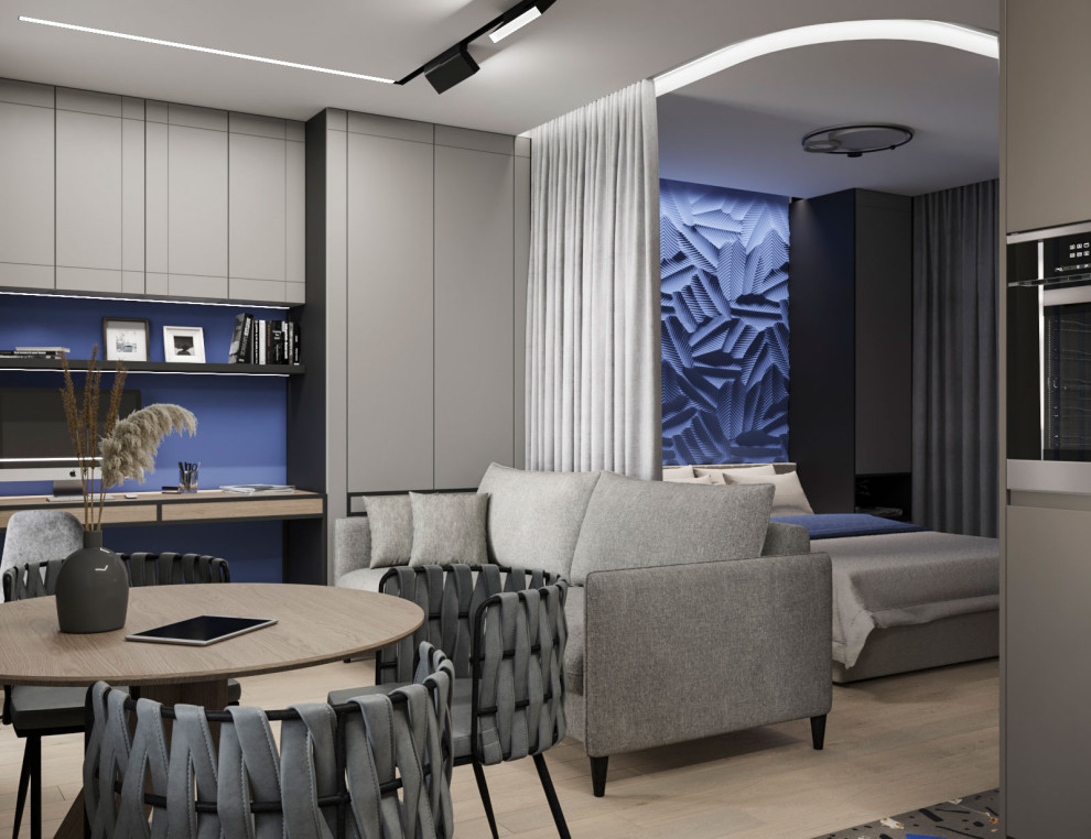 Студия для молодой семейной пары живущей в ритме и динамике