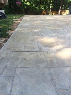 White Patio With Stamped Concrete