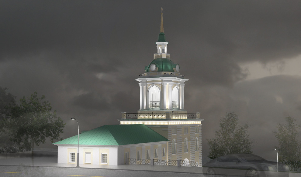 Приспособление колокольни Знаменского монастыря. Подсветка фасадов.