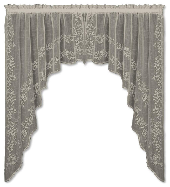 Heritage Lace Sheer Divine Swag Pair in Ecru, 80" wide x 46" drop