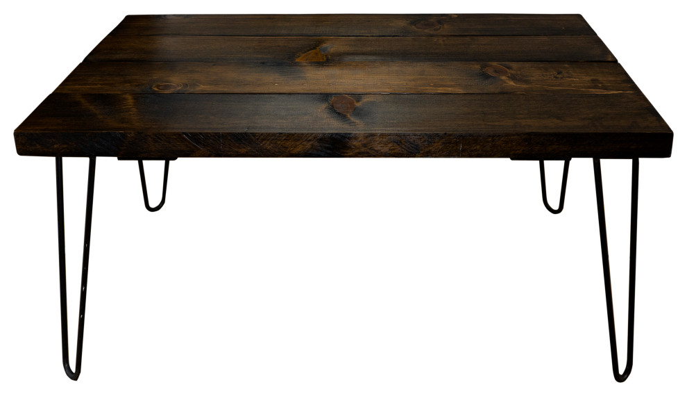 Barn Walls Solid Wood Coffee Table, Hairpin Legs, Dark Walnut
