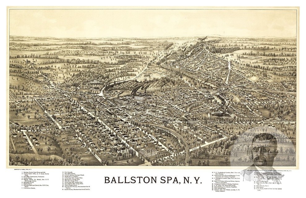 Old Map of Ballston Spa New York 1890, Vintage Map Art Print, 18"x24