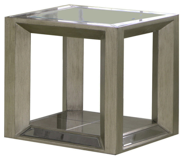 Pascual Dull Gold With Antique Mirrored End Table Farmhouse Pascual Dull Gold With Antique Mirrored