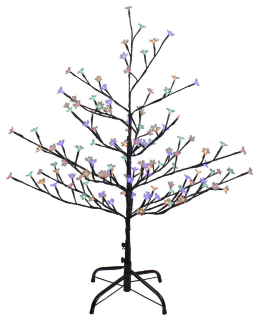 4' LED Lighted Cherry Blossom Flower Artificial Tree MultiColor Lights Artificial Flower