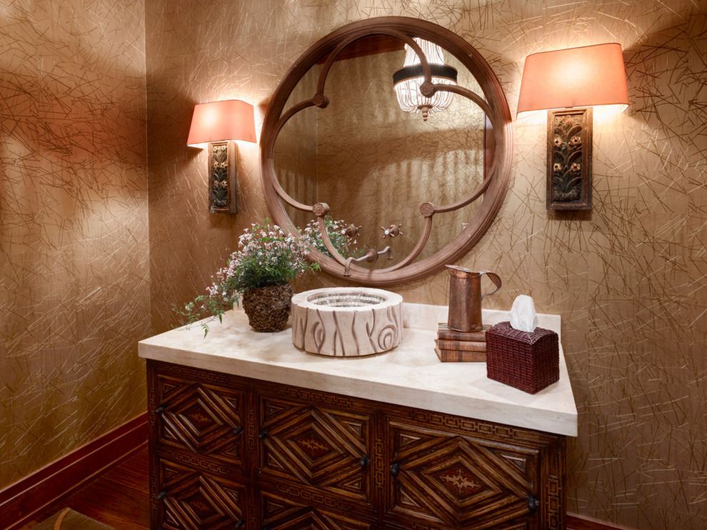 Design ideas for a contemporary powder room in New York.