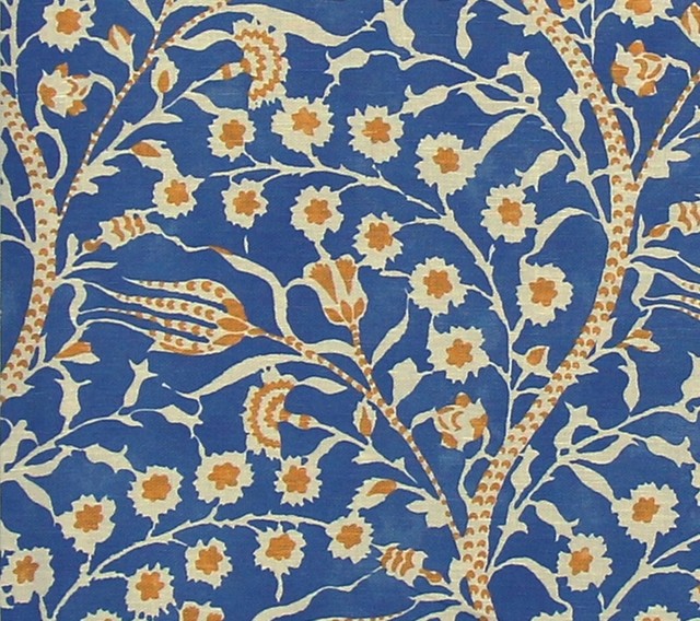 Clarence House Fabric Blue Batik Mid Century Tree Of Life Clarence House Fabric Blue Batik Mid