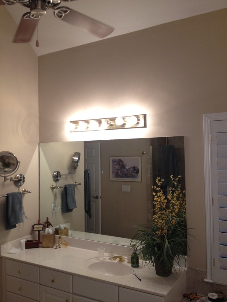 Lighting vaulted ceiling bathroom