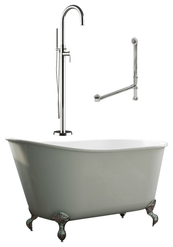 54" Swedish Bathtub with Complete Modern Freestanding Plumbing Package