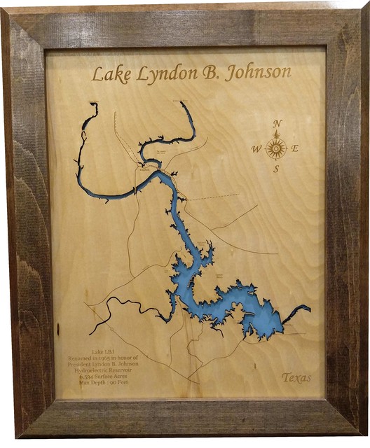 Lake LBJ, Texas-Wood Lake Map, Small - Contemporary - Wall Accents - by ...