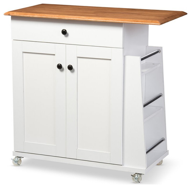 Baxton Studio Balmore Kitchen Cart In White And Dark Brown