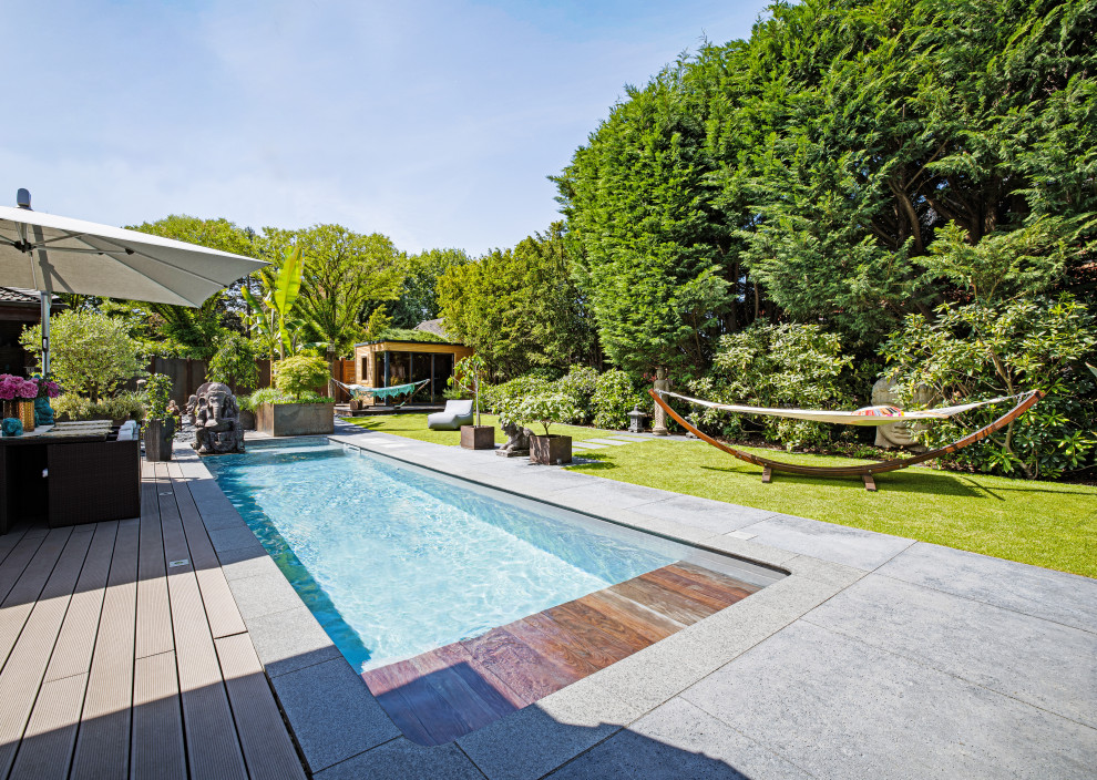 Design ideas for an asian rectangular pool in Cologne.