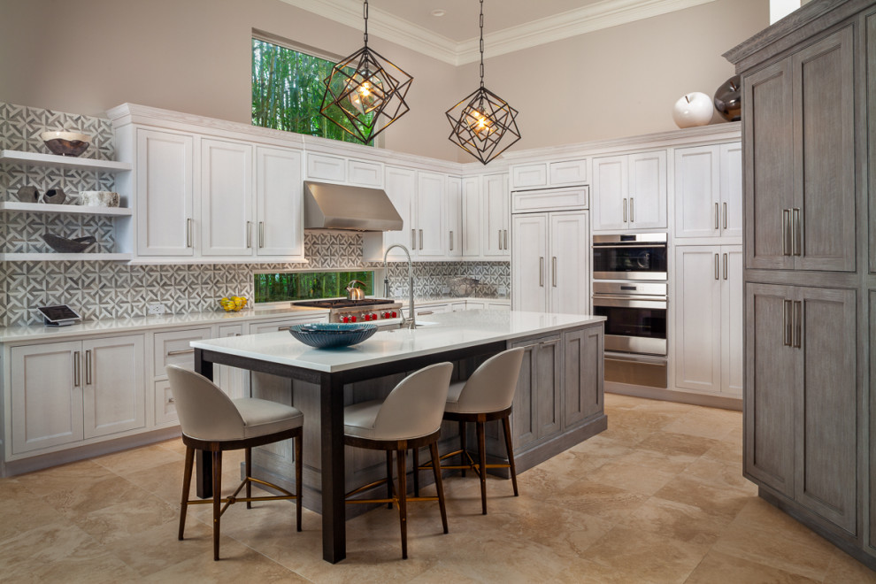 Example of a transitional kitchen design in Miami