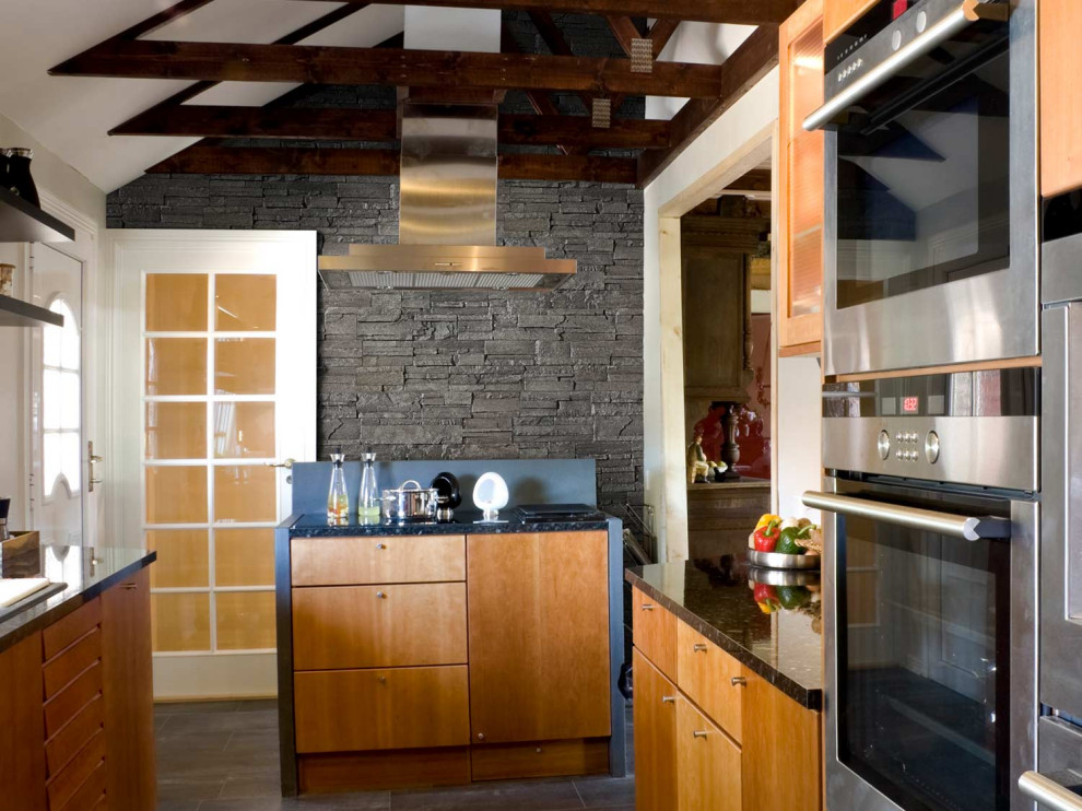 Faux Stone Accent Wall In Kitchen - Contemporary - Kitchen - Charlotte ...