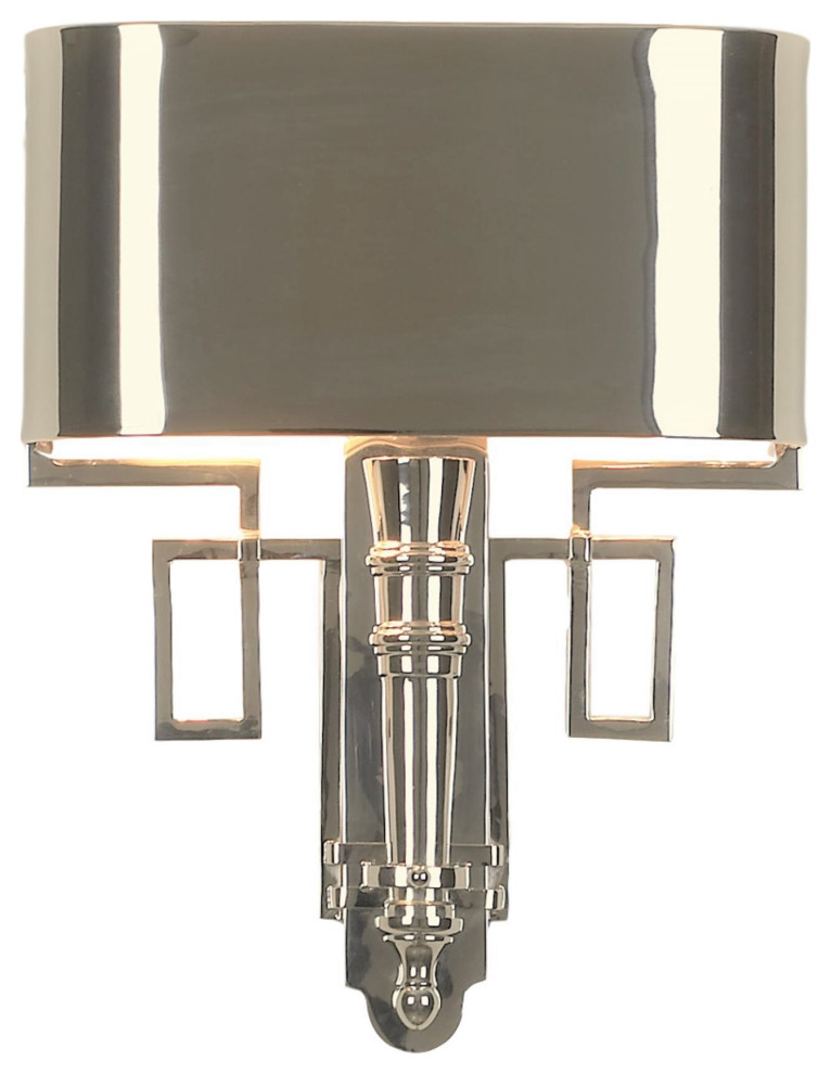 Art Deco Silver Metal Wall Sconce Mid Century Geometric Hardwired