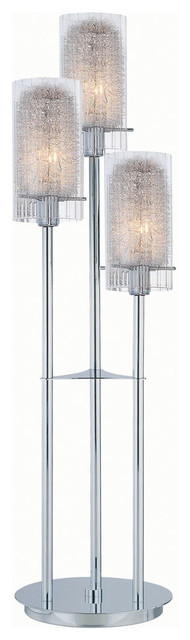 3-Lite Table Lamp, Chrome/Clear Glass/Aluminum, E12 B 40Wx3