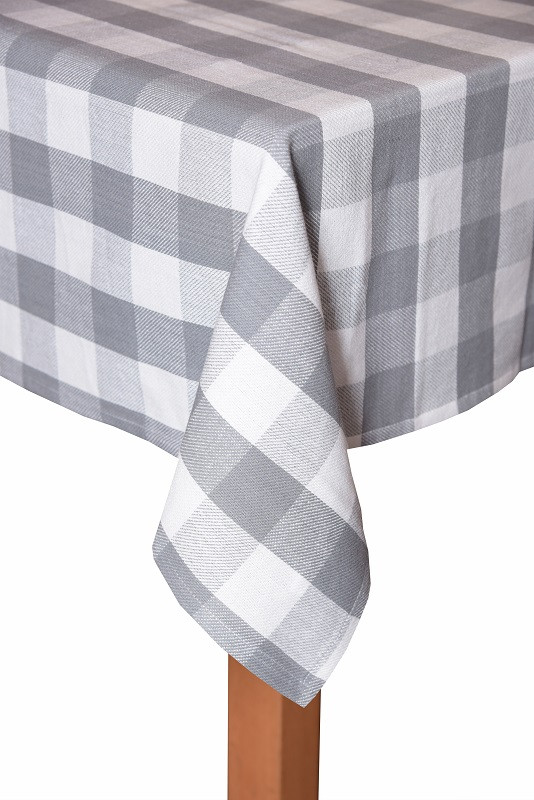 Farm Check 100% Cotton Table Cloth, Grey, 60x84