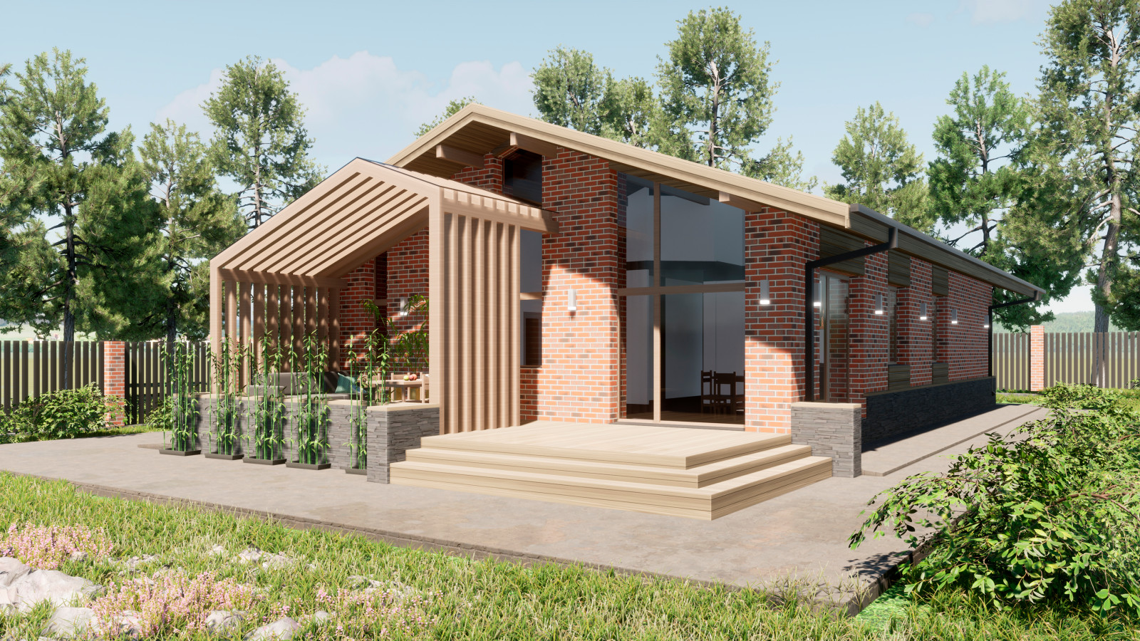 Одноэтажный дом со вторым светом