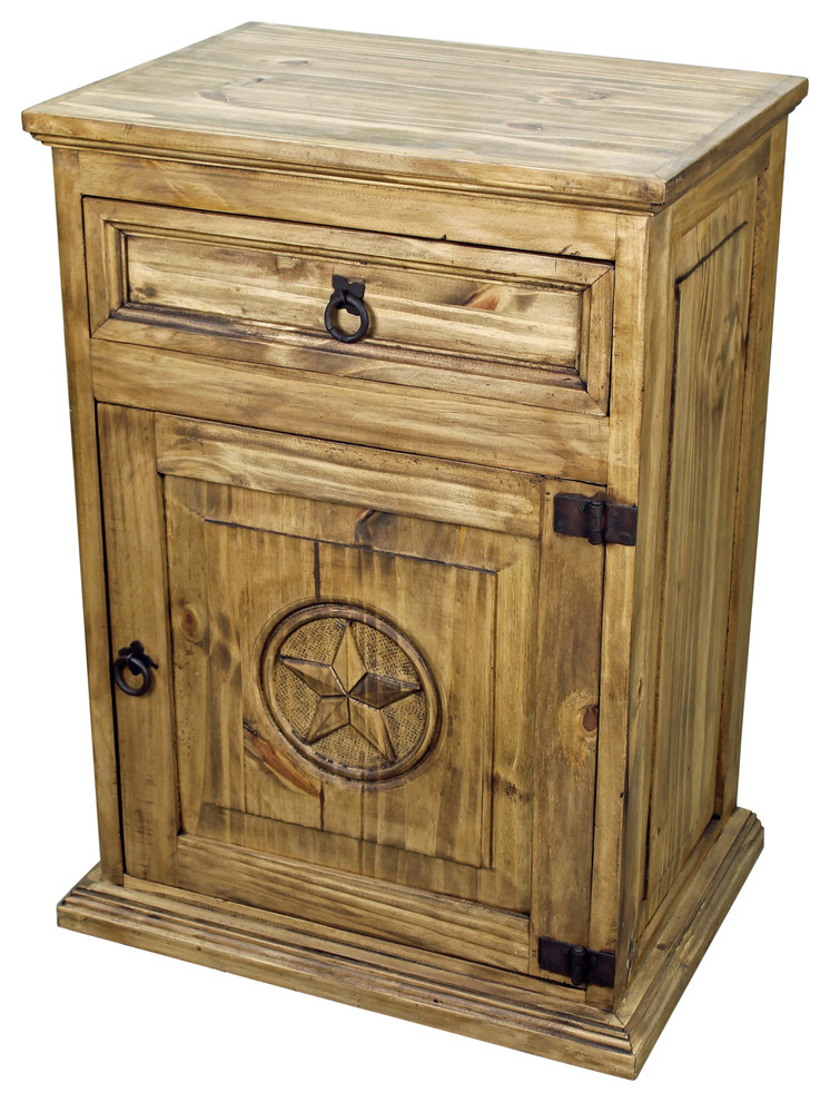 Rustic Wood Nightstand With Texas Star