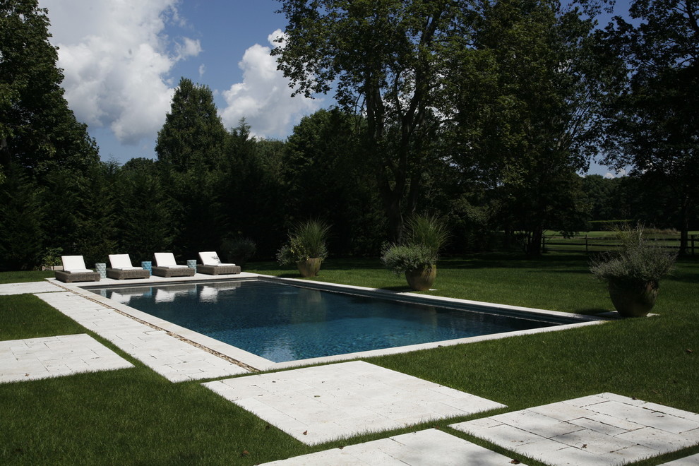 Design ideas for a beach style rectangular pool in New York.