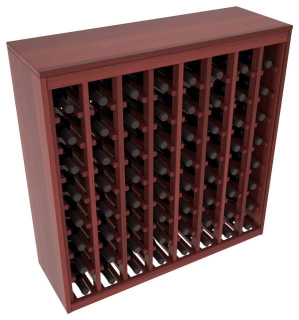 64-Bottle Deluxe Wine Rack,  Redwood, Cherry + Satin