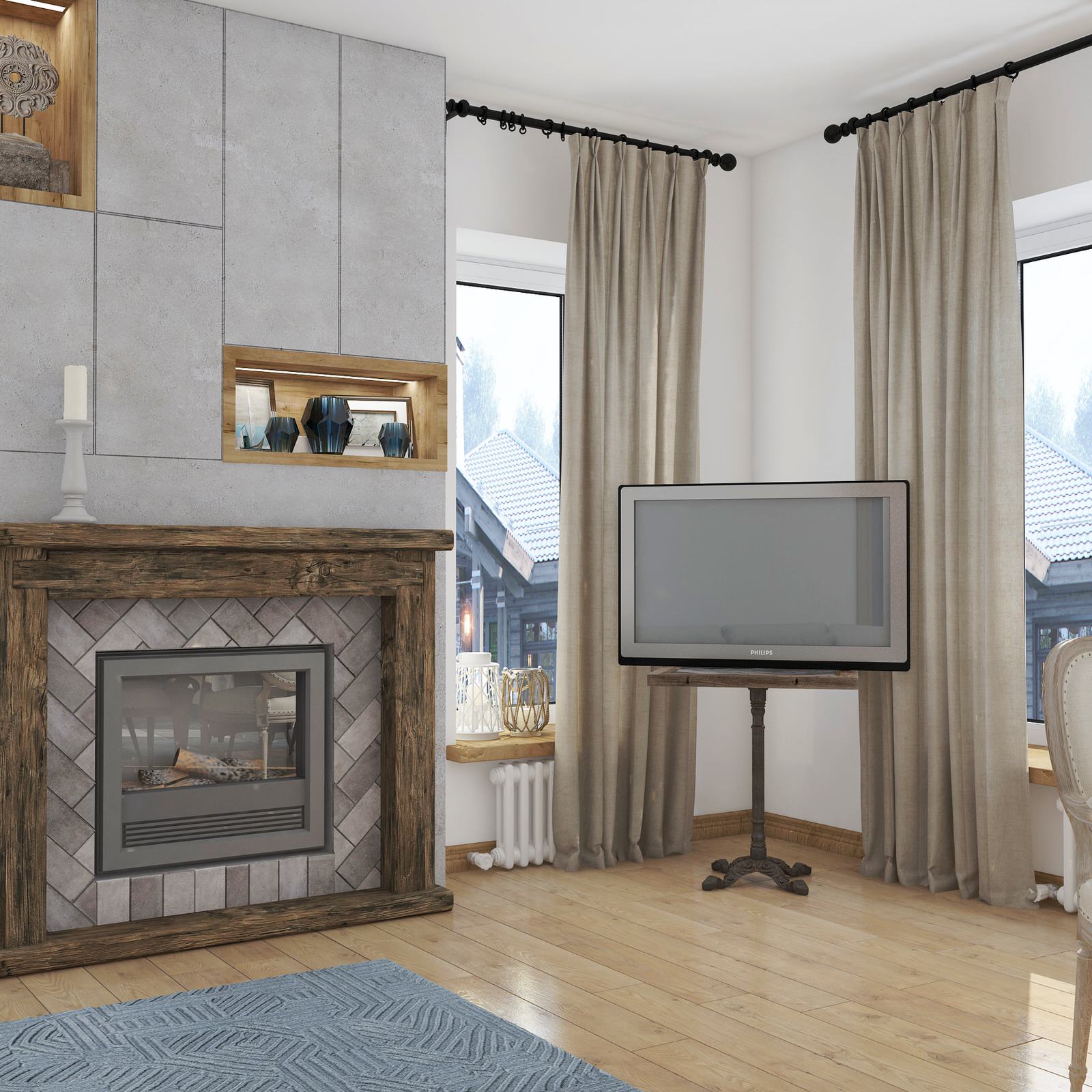 Проект. Интерьер дома в эко стиле (160 кв м)