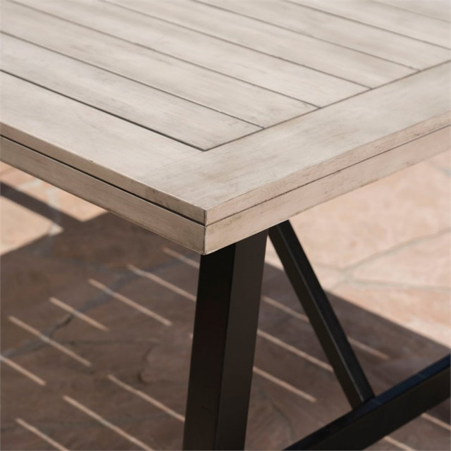 Noble House Borocay Acacia Wood Outdoor Dining Table in Light Gray